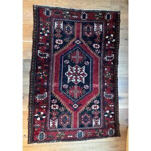 Handmade Vintage Oriental Rug Red Traditional Classic Wool Decor Carpet 39”x5’